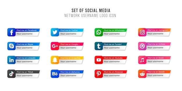 Popular social website icons with banners set free icons