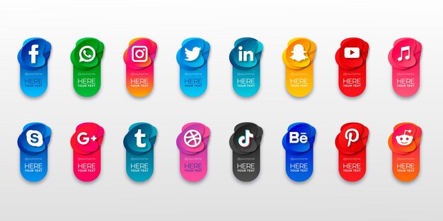 Popular social website icons with banners set free icons