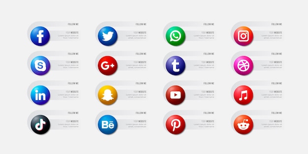 Popular social website icons with banners set free icons