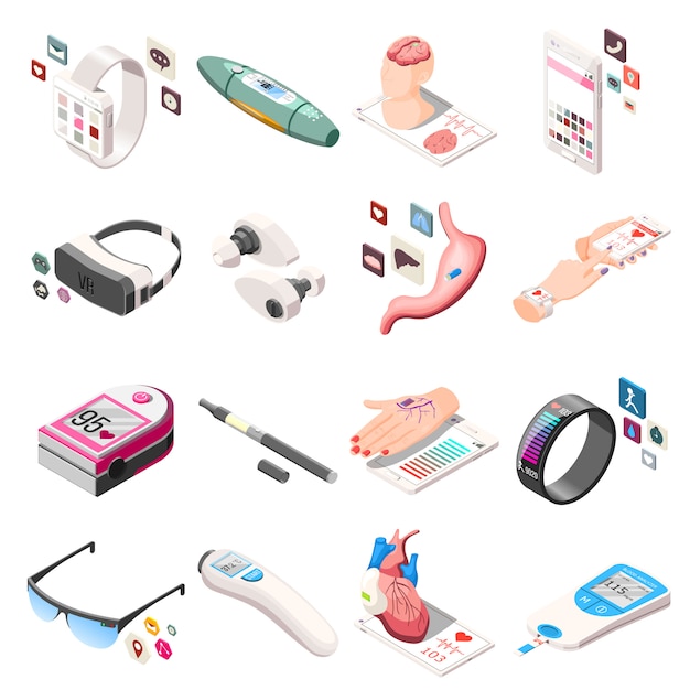 Portable Electronics Isometric Icons