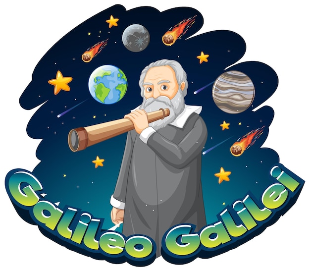 Portrait of Galileo Galilei in cartoon style