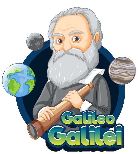 Portrait of Galileo Galilei in cartoon style