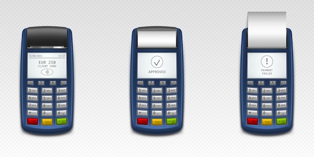 Free Vector pos terminals set on transparent background