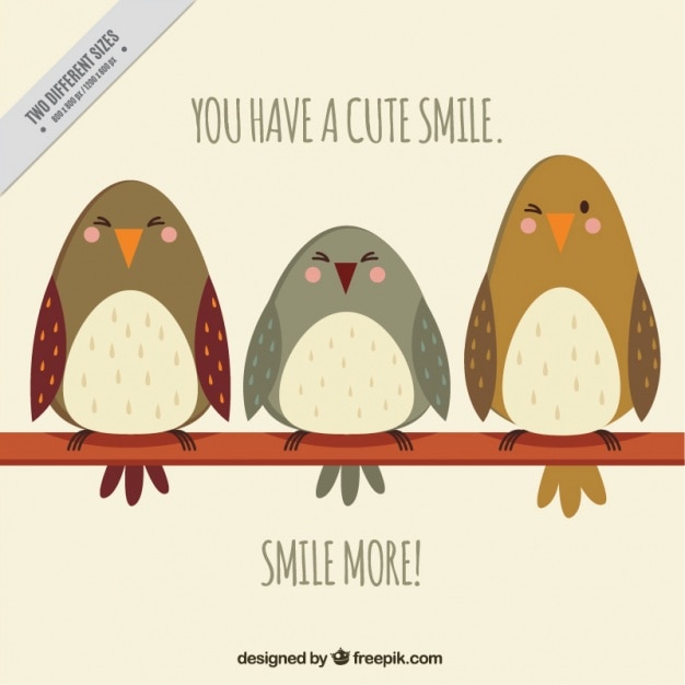 Free Vector positive background of three smiling birds