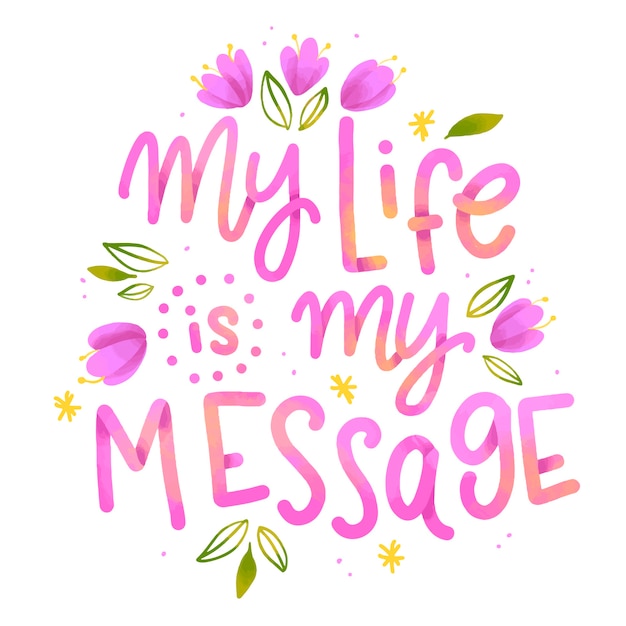 Positive lettering background with flowers