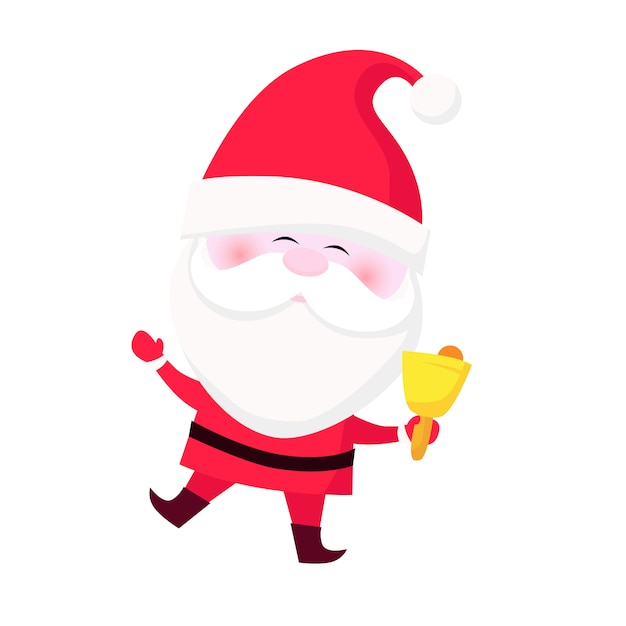 Positive Santa ringing bell and waving hand