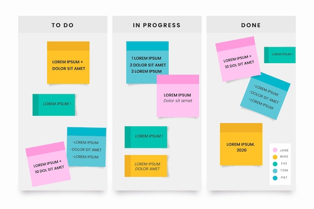 Post-its boards infographics in flat design