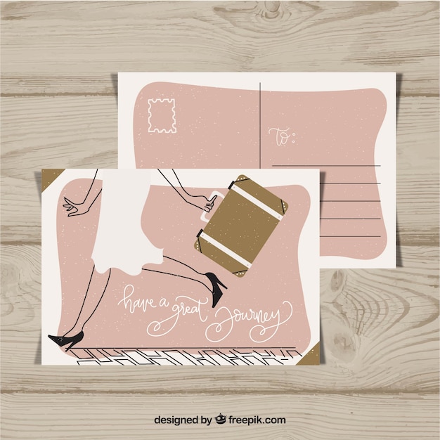 Free Vector postal card in vintage style