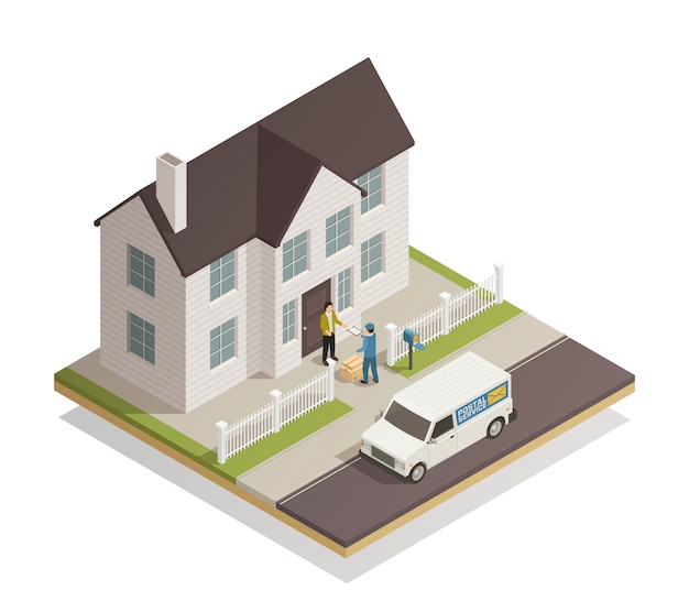 Free Vector postal delivery service isometric 