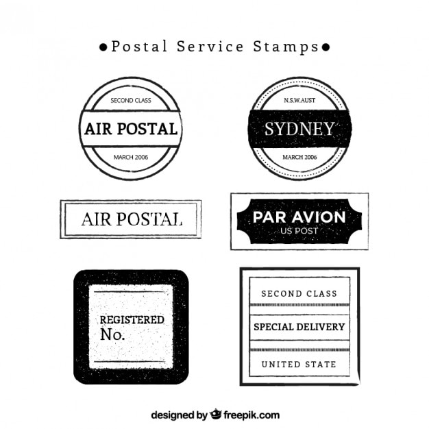 Free Vector postal service seals in black and white