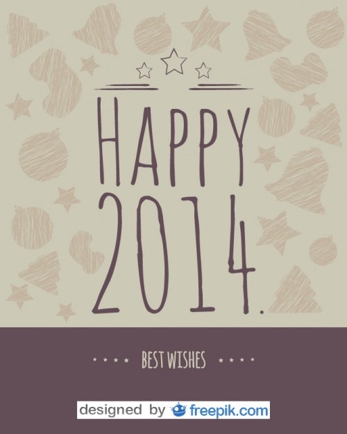 Free Vector postcard happy 2014