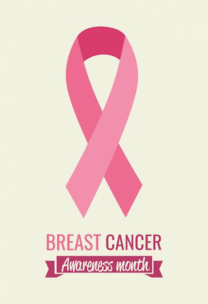 Poster breast cancer awareness month with ribbon