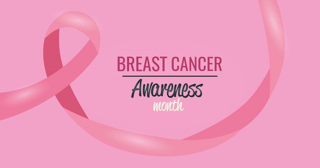 Poster breast cancer awareness month with ribbon