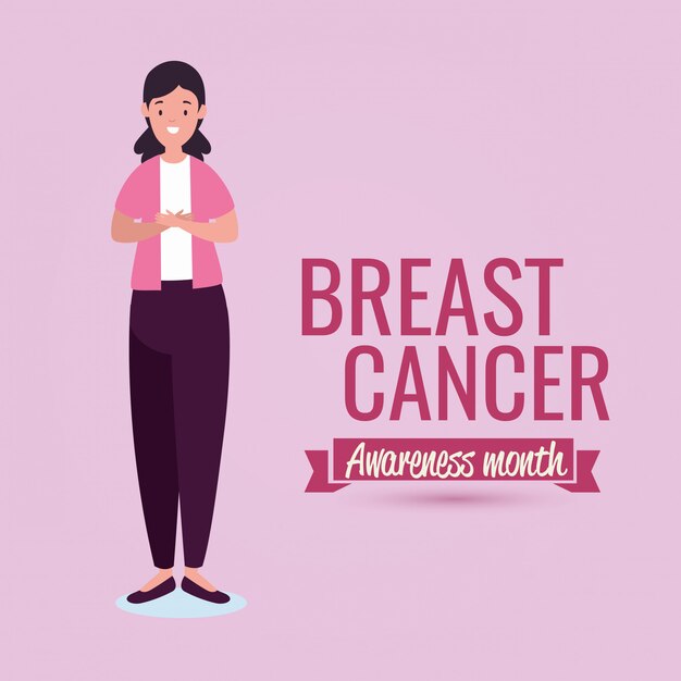 Poster breast cancer awareness month with woman