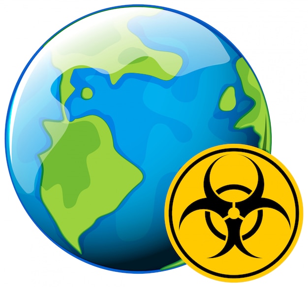 Free Vector poster design for coronavirus theme with biohazard sign on earth