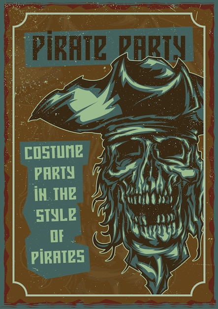 poster design with dead pirate in hat.