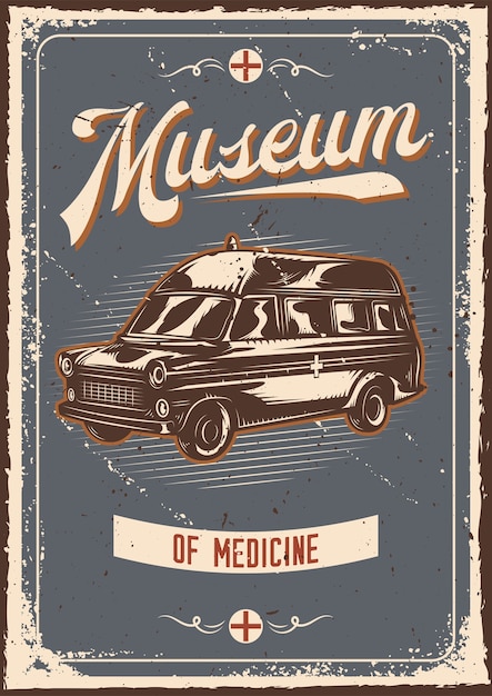 Poster design with illustration of advertising with emergency car