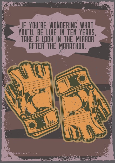 Free Vector poster design with illustration of hiking gloves