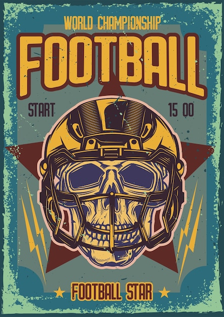 Free Vector poster design with illustration of a skull with the helmet