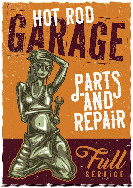 Free Vector poster design with mechanic girl