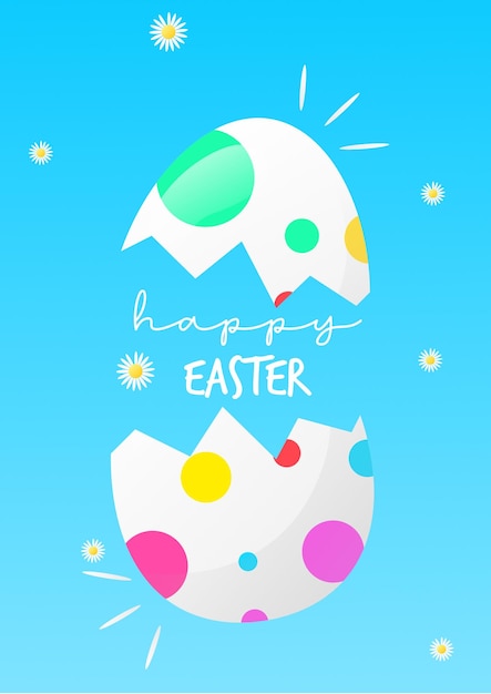 Free Vector a poster for the easter celebration with a white egg with the word happy easter on it.