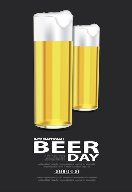 Free Vector poster international beer day template design illustration