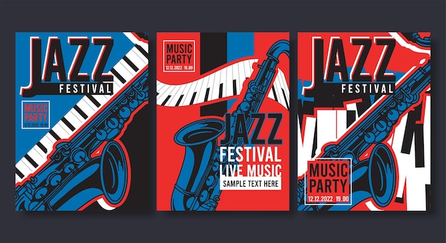 Free vector poster for jazz creative modern banner flyer for music concerts and festivals vector illustration