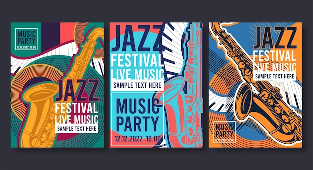 Free vector poster for jazz creative modern banner flyer for music concerts and festivals vector illustration