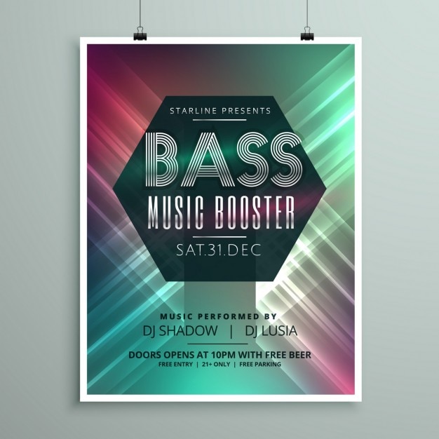 Free Vector poster for a music party