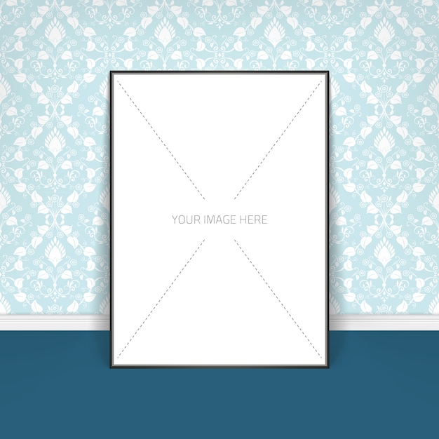 Free Vector poster template of a blank paper sheet in frame