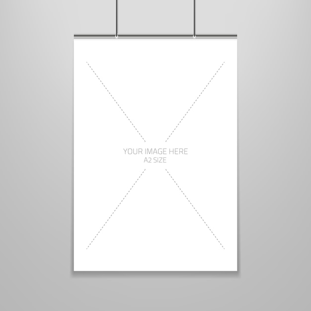 Free Vector poster template of a blank paper sheet in frame