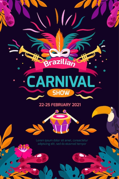 Poster template brazilian carnival flat design