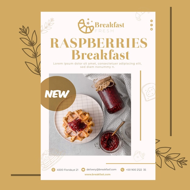 Free Vector poster template for breakfast restaurant