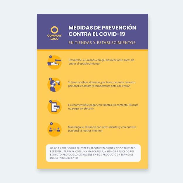 Free Vector poster template for coronavirus prevention