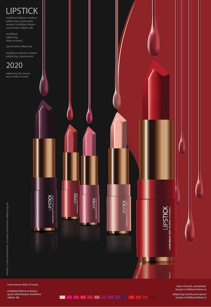 Poster Template Design Cosmetic Lipstick Illustration