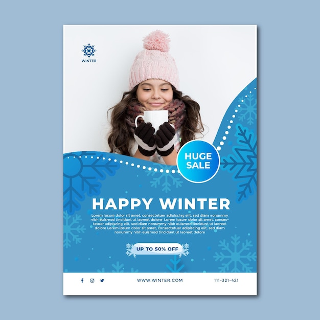 Free vector poster template for winter sale