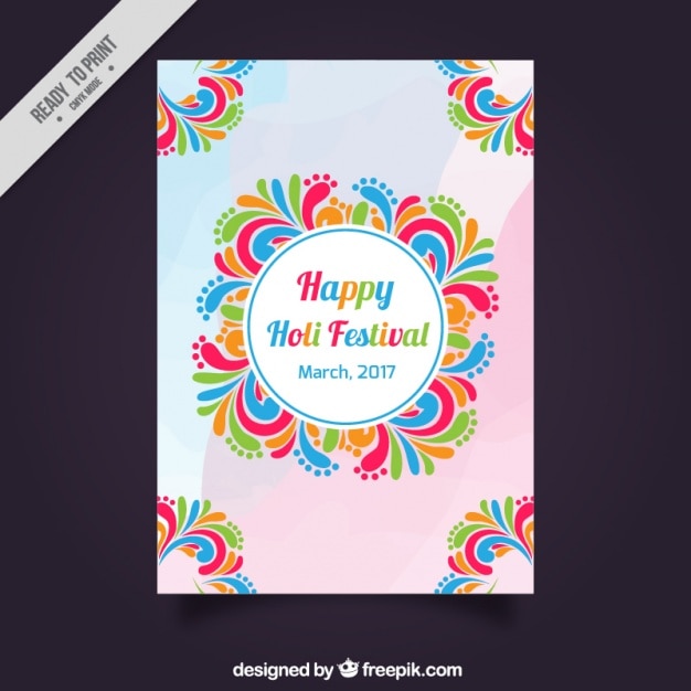 Poster template with colorful shapes for holi festival