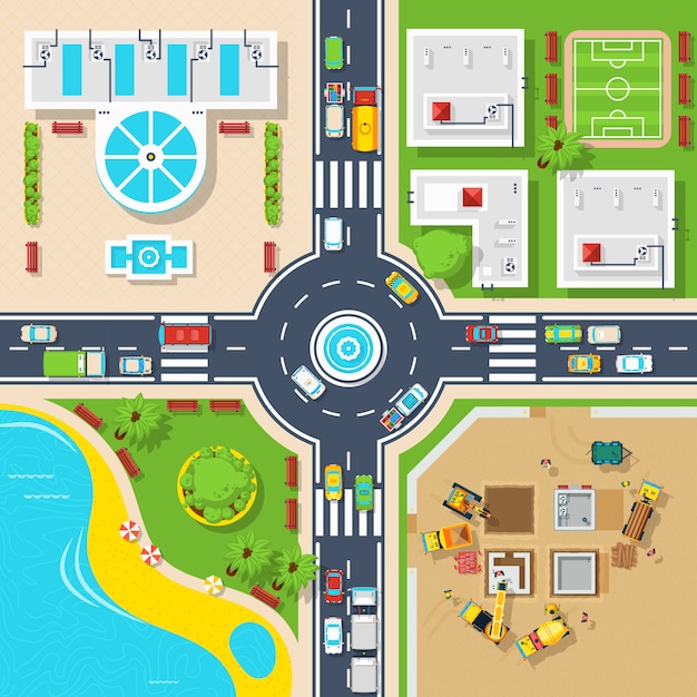 Free Vector poster of top view city