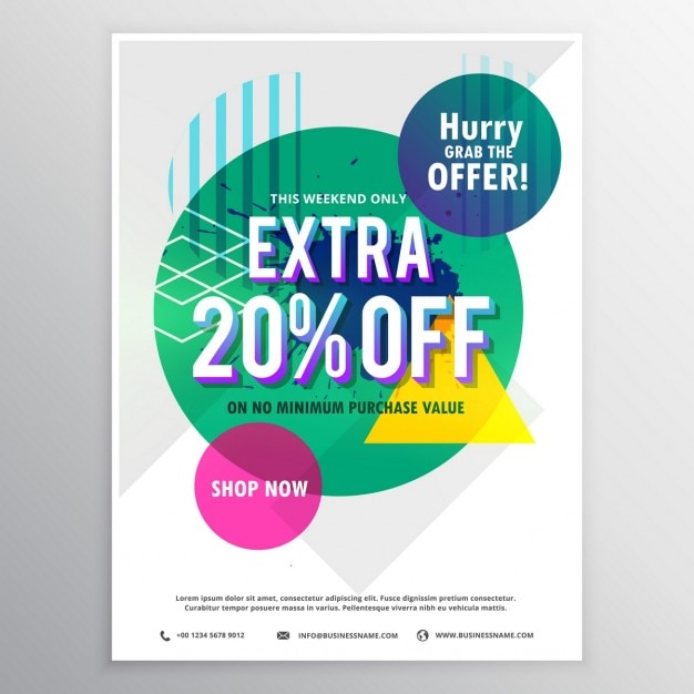 Free Vector poster with geometric shapes for discounts