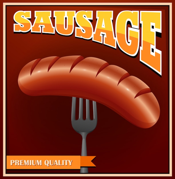 Free Vector poster with sausage on fork