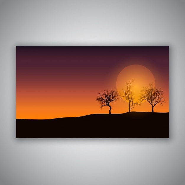 Free Vector poster with sunset