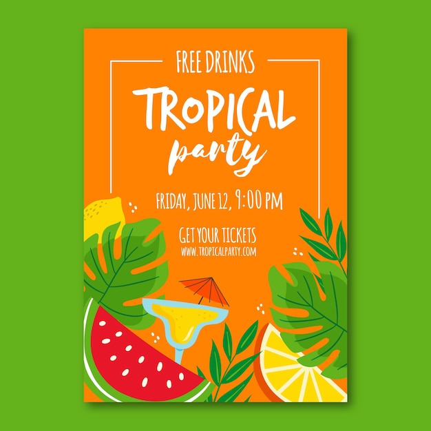 Poster with tropical party concept