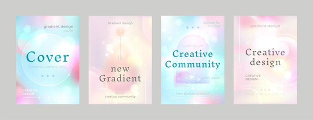 Free Vector posters or frame cover with holographic texture background