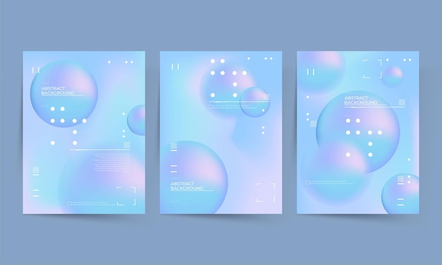 Posters set with gradient shapes composition