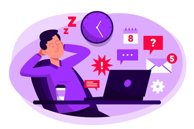 Free Vector postponed concept sleepy man