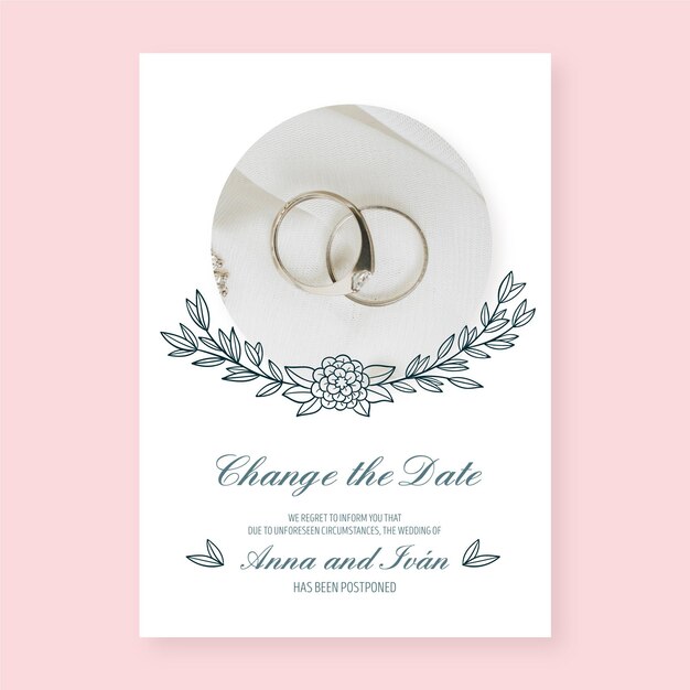 Postponed wedding card concept