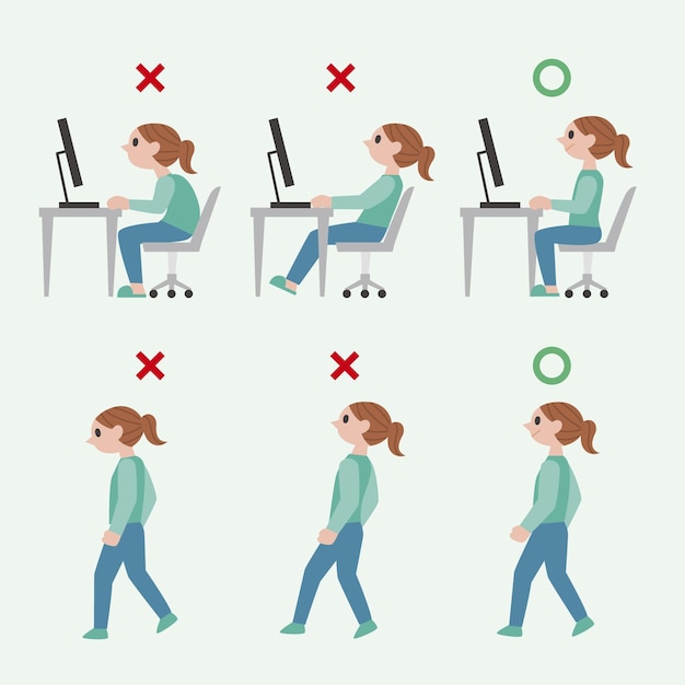 Free vector posture correction infographics