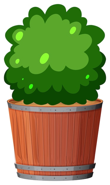 Free Vector pot plant with green leaves on an isolated white background