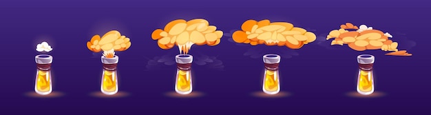 Potion bottle with puff cloud animation set