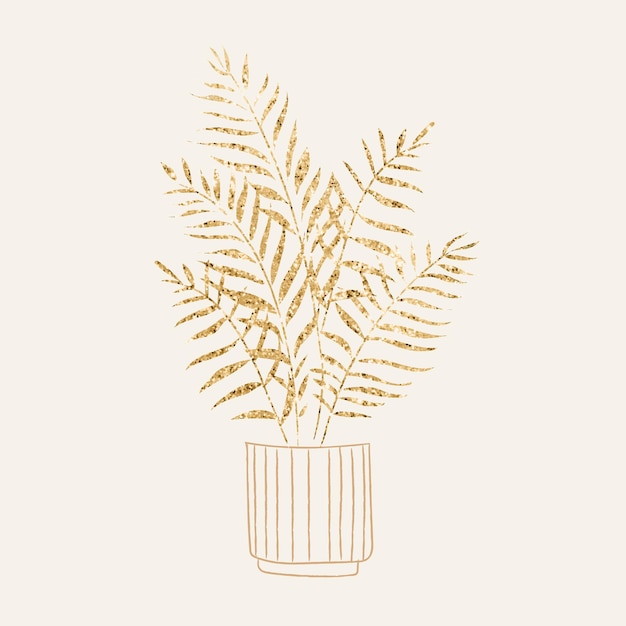 Free Vector potted houseplant vector glittery doodle